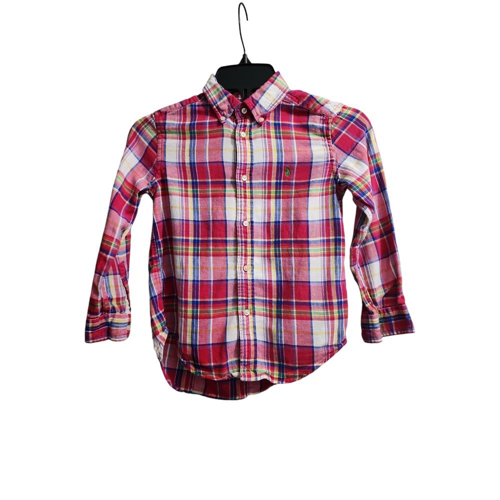 Ralph Lauren Kids Plaid Button-Down Shirt Colorful Preppy Style Size 6